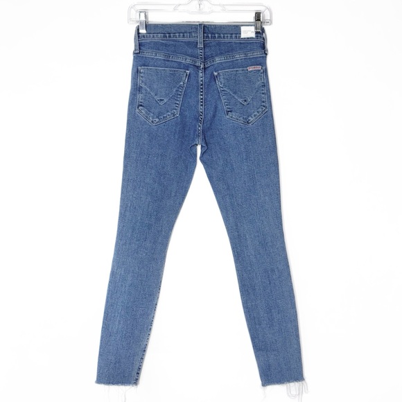 Hudson Fringe Hem Mid Rise Medium Wash Ankle Cropped Super Skinny Jeans Size 25 - Picture 4 of 12